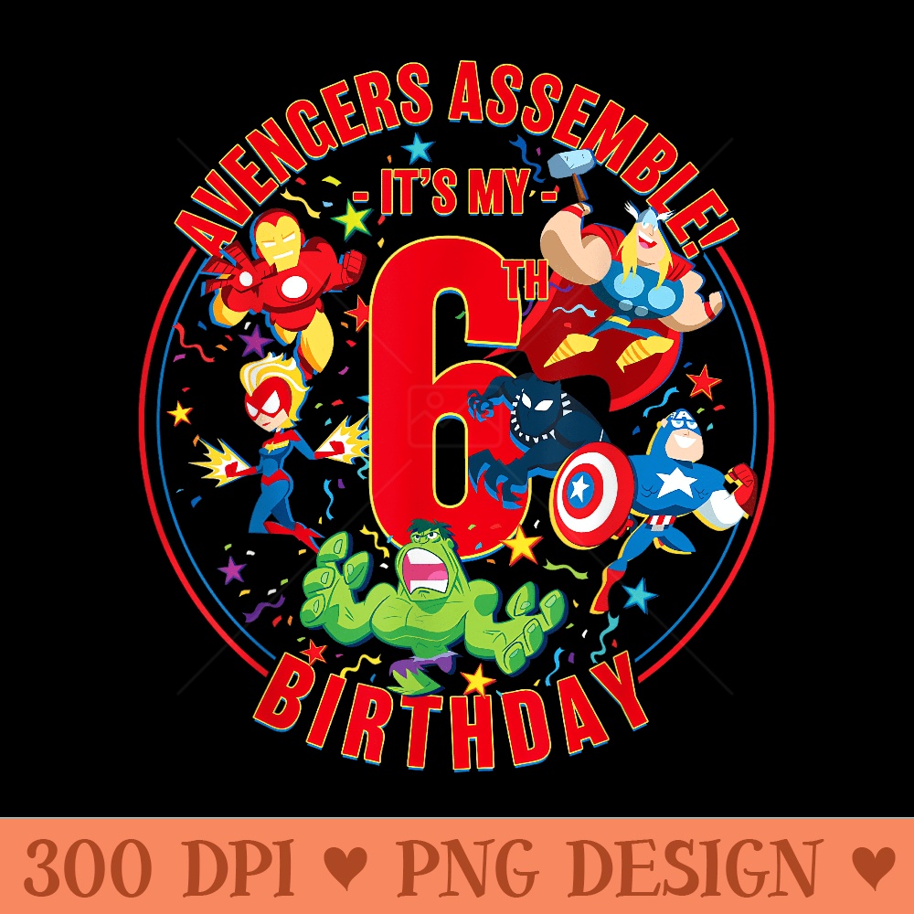 Marvel Avengers Assemble Its My 6th Birthday - PNG download with transparent background - Instant Access To Downloadable Files
