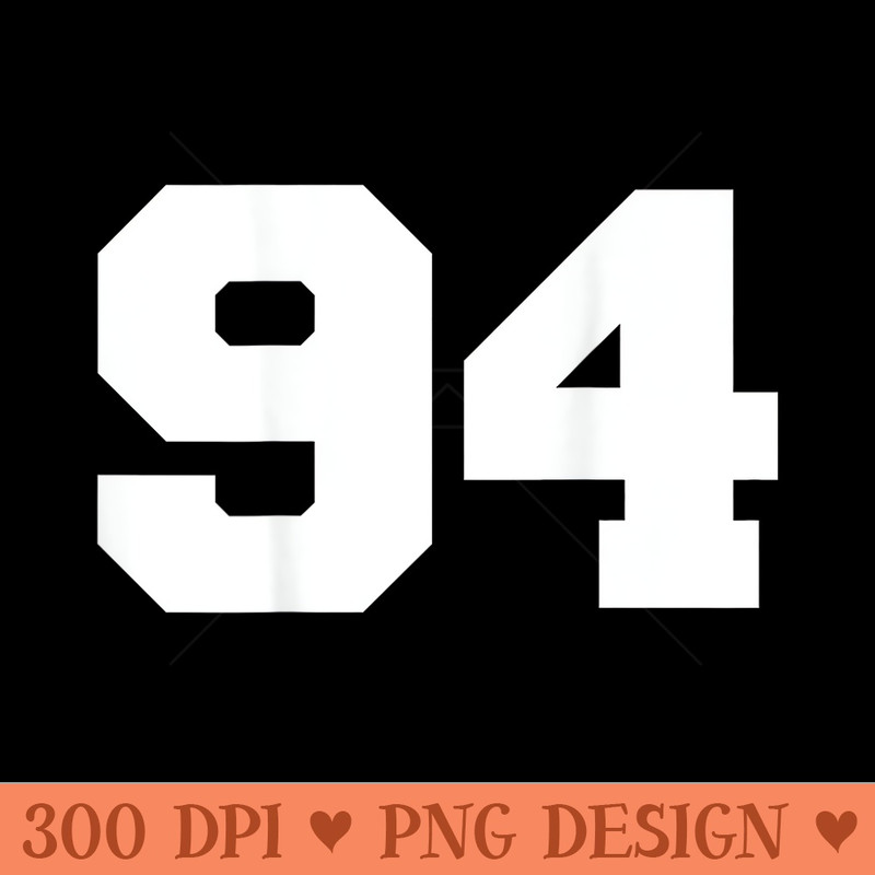 Number 94 Sports Jersey Player 94 Fan BACK PRINT Varsity - Transparent PNG download - Perfect for Creative Projects