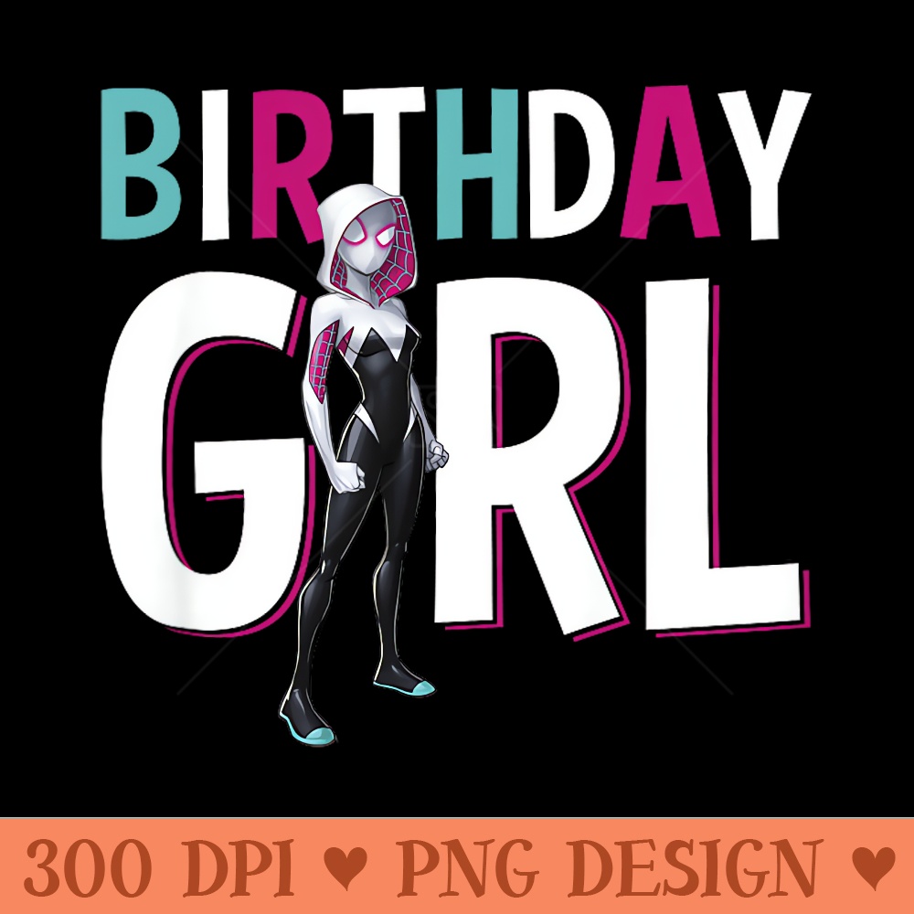 Marvel SpiderMan Birthday Girl SpiderGwen Portrait Youth - Digital PNG Downloads - Quick And Seamless Download Process