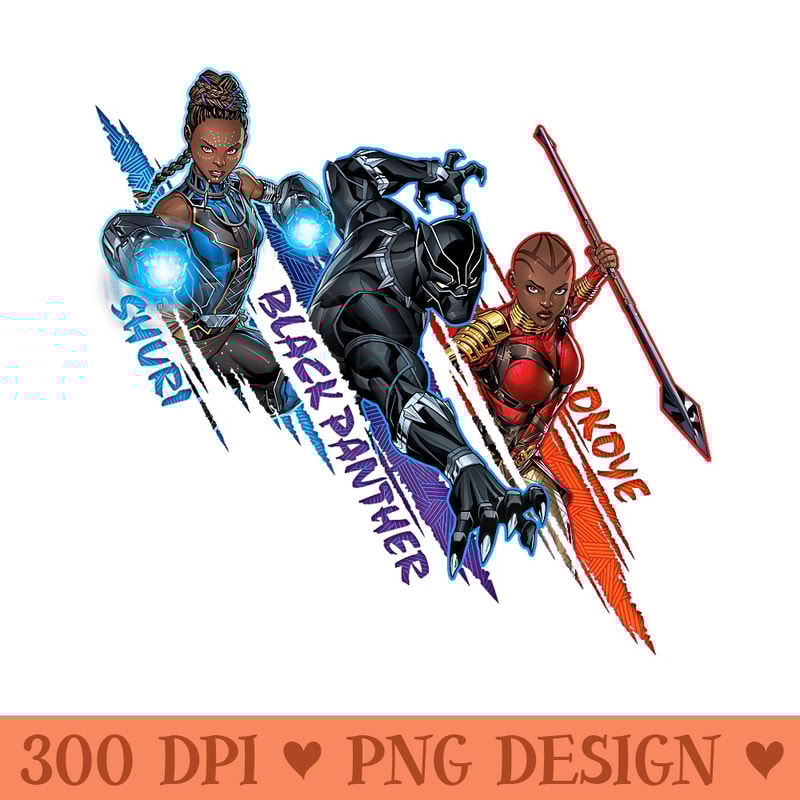 Marvel Black Panther Shuri and Okoye Charge - PNG design assets - Unique And Exclusive Designs