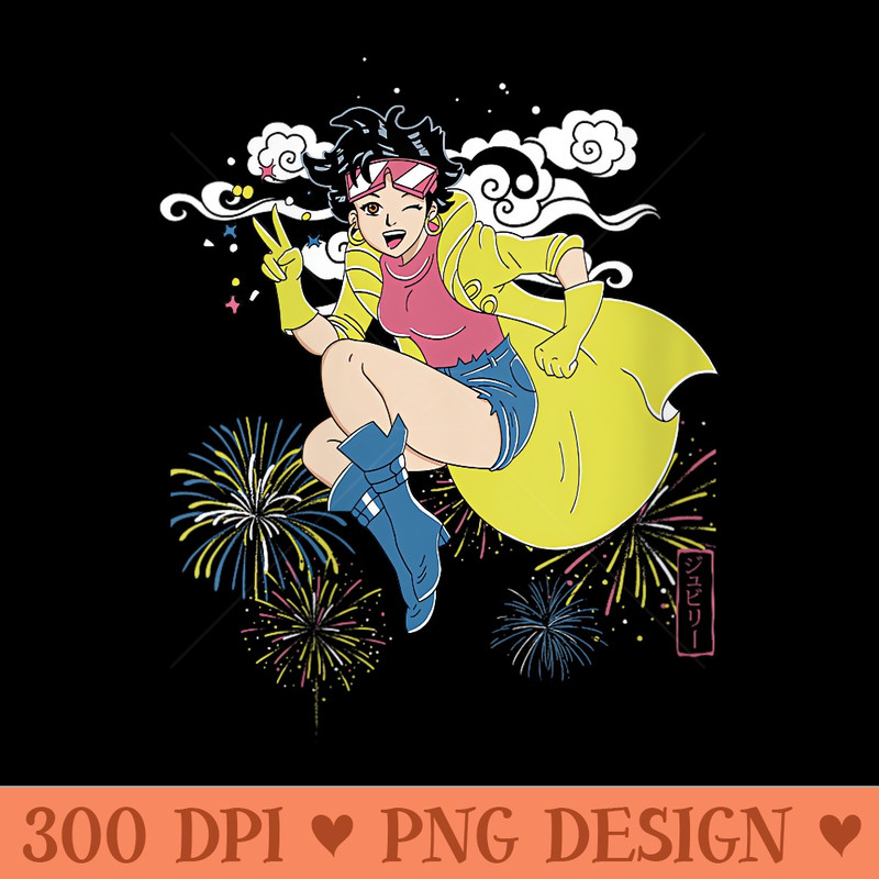 Marvel XMen Manga Style Jubilee Kanji Portrait Retro - PNG Clipart for Graphic Design - Quick And Seamless Download Process