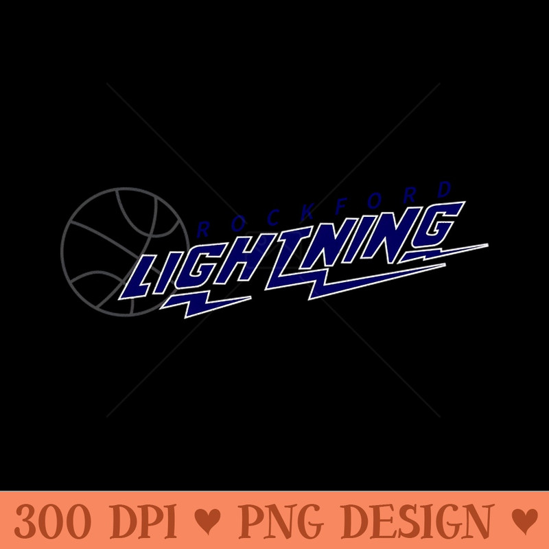 Vintage Rockford Lightning Basketball - PNG Illustration Download - Instant Access To Downloadable Files