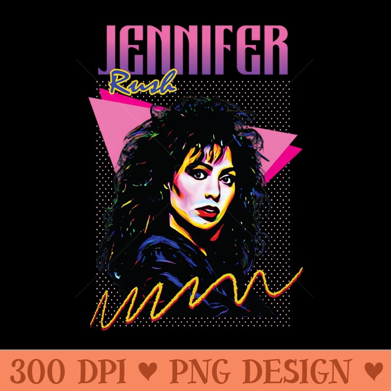 Jennifer Rush 8s Retro Fan Art Design - Download Transparent Artwork - Perfect for Personalization
