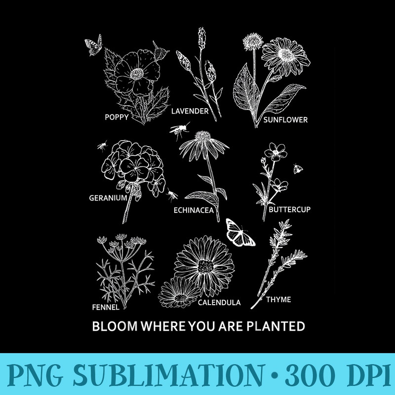 Bloom Where You Are Planted T shirt Botanican Flower - Transparent Shirt Clip Art - Lifetime Access To Purchased Files