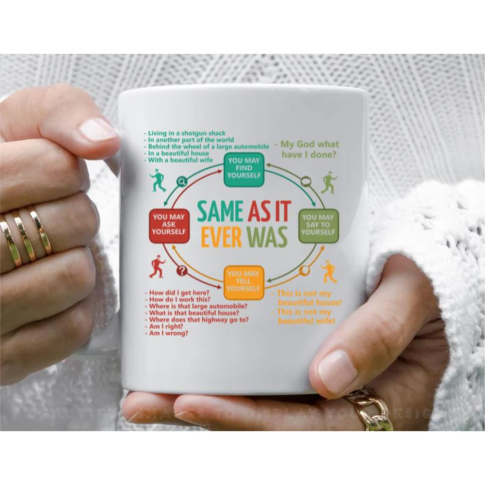 Talking Heads Once In A Lifetime Circular Flowchart Coffee Mug, 11 oz Ceramic Mug