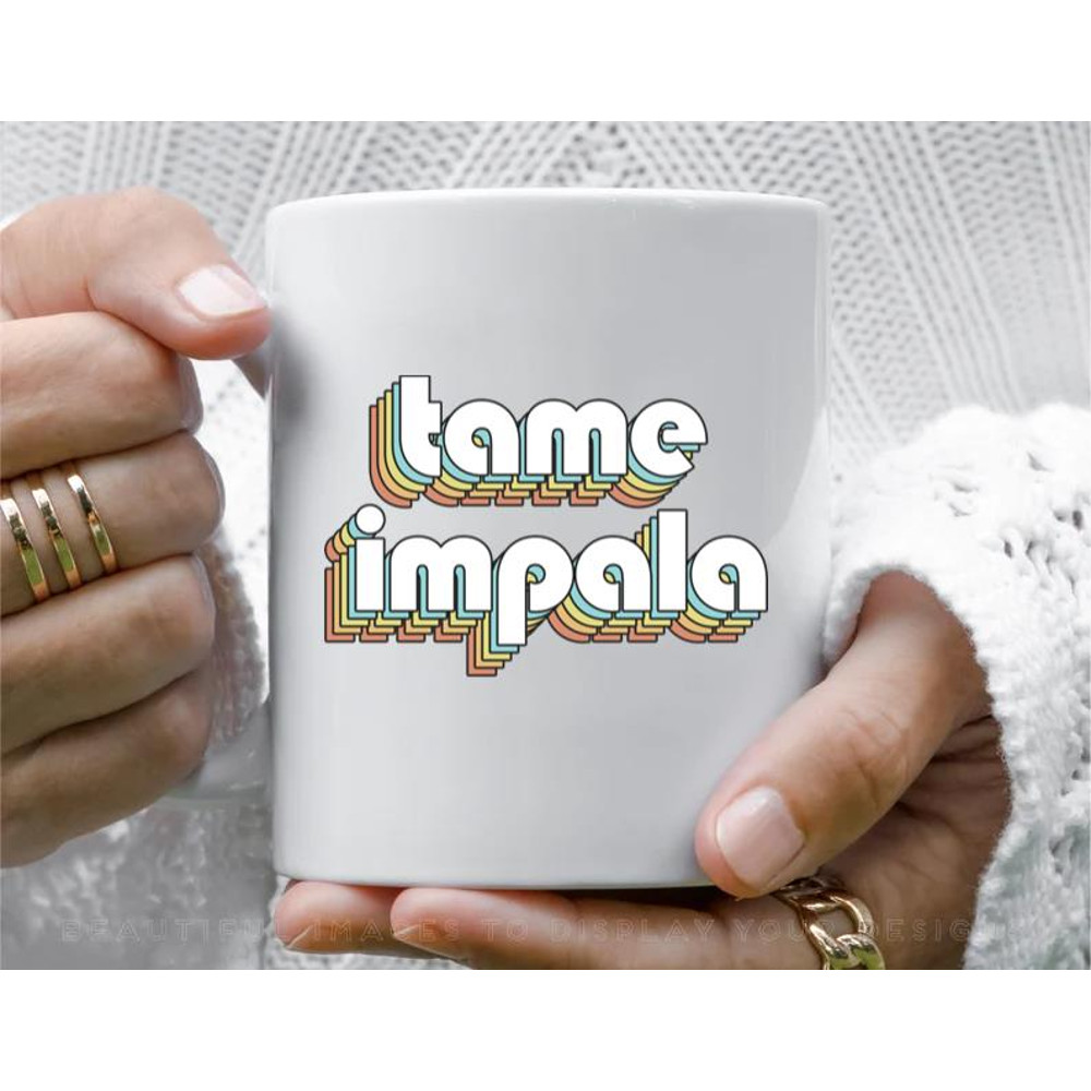 Tame Impala Retro Rainbow Typography Faded Style Coffee Mug, 11 oz Ceramic Mug