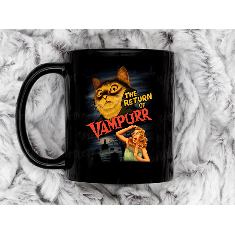 The Return of Vampurr The Halloween Cat Coffee Mug, 11 oz Ceramic Mug