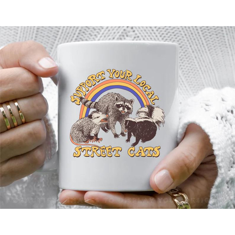 Street Cats Coffee Mug, 11 oz Ceramic Mug