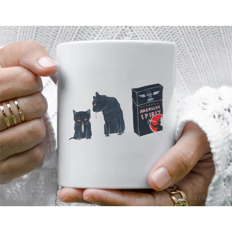 The Cig Cats Bagel u0026 Mephisto Coffee Mug, 11 oz Ceramic Mug_1