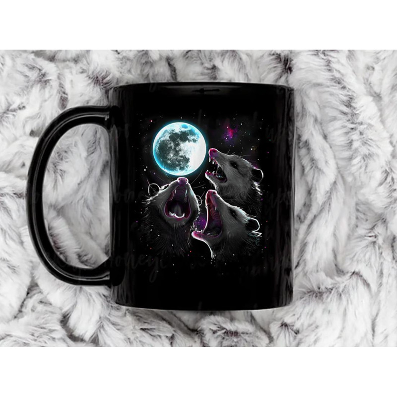 Three Opposum howling at the Moon Coffee Mug, 11 oz Ceramic Mug