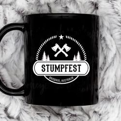 stumpfest white coffee mug, 11 oz ceramic mug