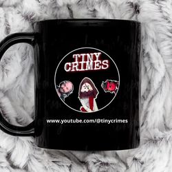 tiny crimes youtube logo coffee mug, 11 oz ceramic mug