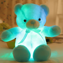 Cartoon Bear Plush Doll with Colorful LED Light, Soft Stuffed Toy, Ideal Gifts for Christmas/ Birthday -Blue