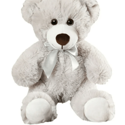 Cute Teddy Bear Stuffed Animals, Stuffed Animal Doll With Satin Bow Tie Valentines Christmas Birthday Gift -Gray