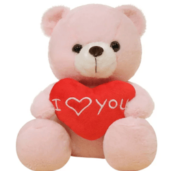 Bear Doll with Heart, I Love You Bear Valentines Day Stuffed Animal -Pink