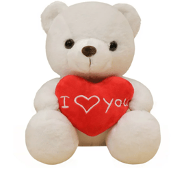 Bear Doll with Heart, I Love You Bear Valentines Day Stuffed Animal -White