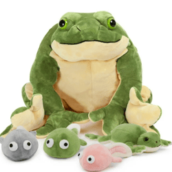 22" Giant Frog Stuffed Animal with 4 Babies Plush Toy -Green-Frog