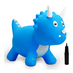 Dinosaur Bouncy Horse, Hopping Toys, Bouncy Animals Hopper,Inflatable Triceratops Bouncer -Blue