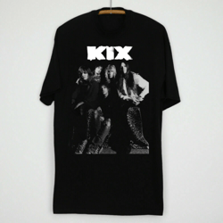 kix band short sleeve cotton black unisex all size tshirt