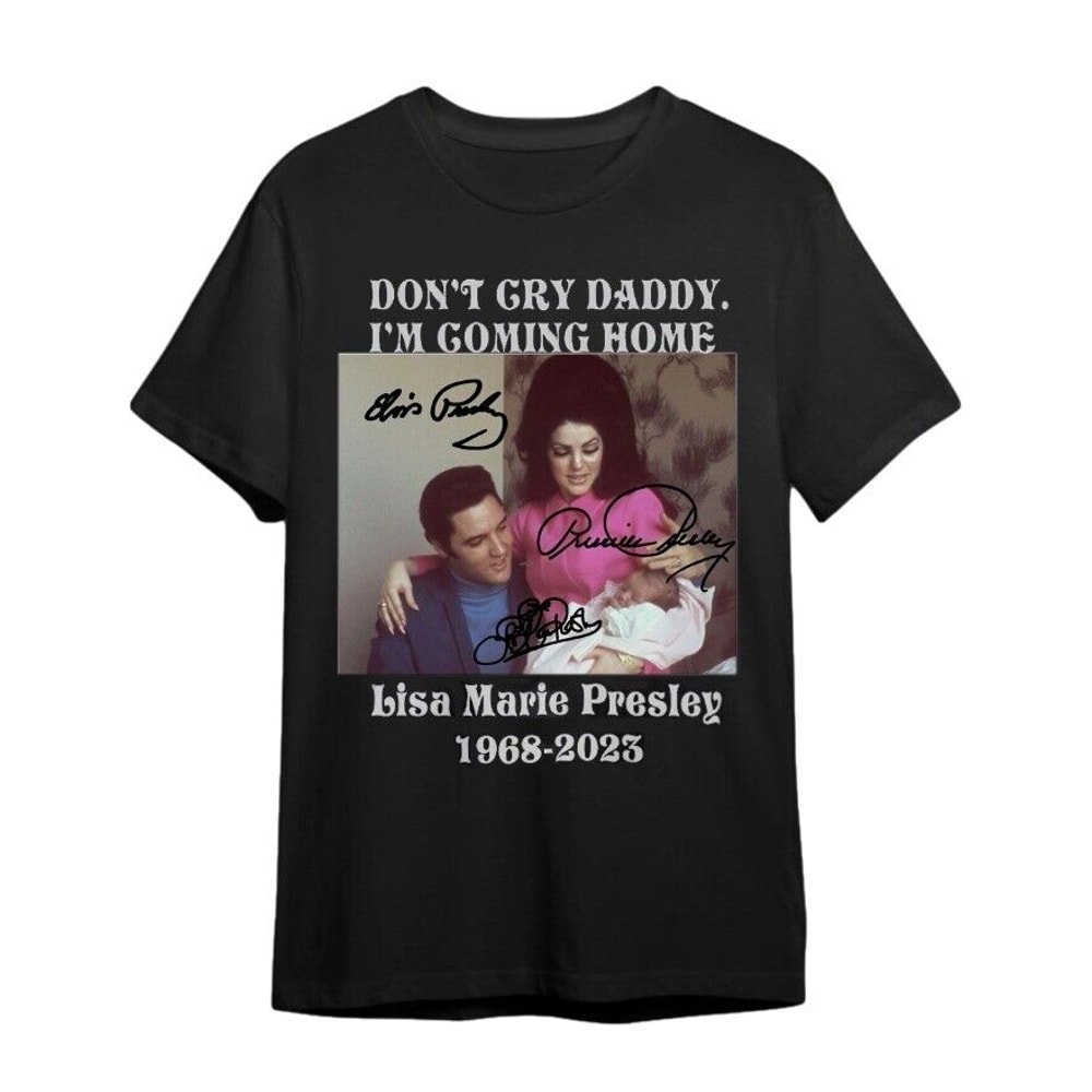 Don't Cry Daddy Elvis and Lisa Marie Presley Black All Size Men T-Shirt.png