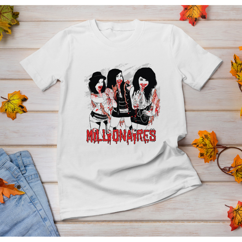 New MILLIONAIRES Queen Band Short Sleeve White All Size Gift Shirt.png