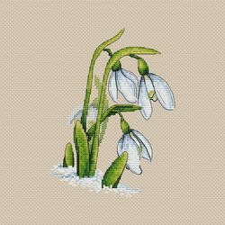 Snowdrops Cross Stitch Pattern - White Flowers Counted Cross Stitch Tutorial - Spring Embroidery Design