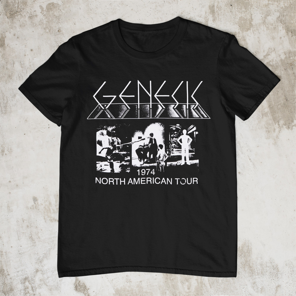 NEW GENESIS BAND TOUR 1974 Short Sleeve Cotton Black All Size Shirt.png