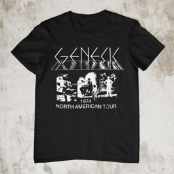 new genesis band tour 1974 short sleeve cotton black all size shirt