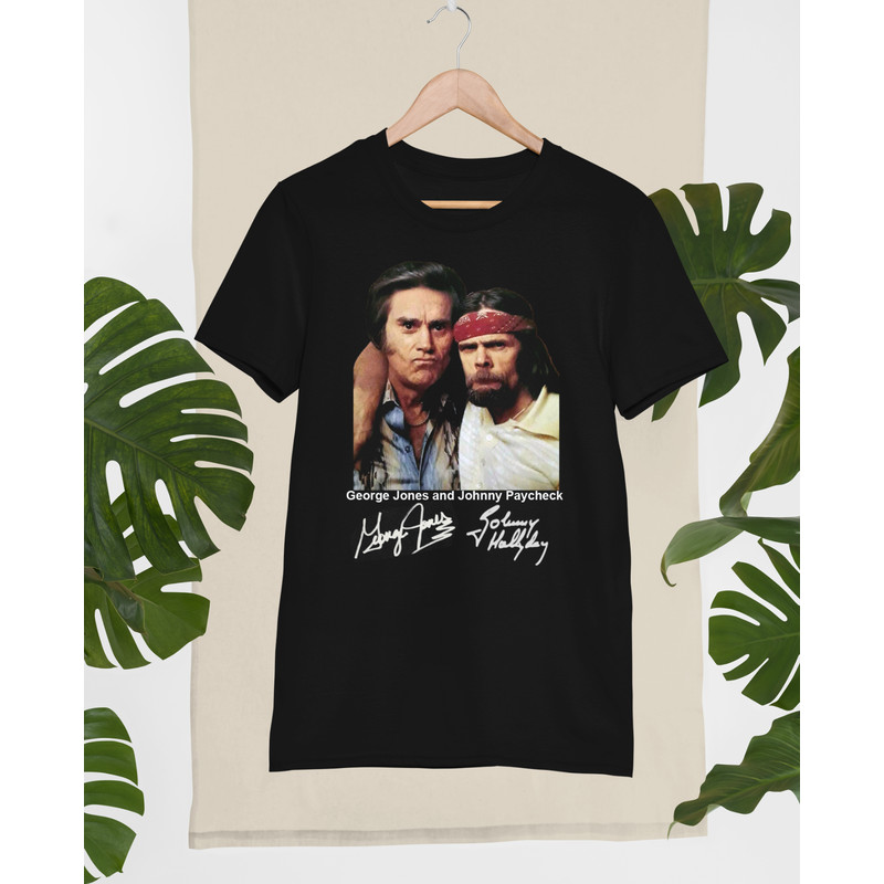 Signed George Jones Johnny Paycheck Shirt Short Sleeve Black Unisex.png