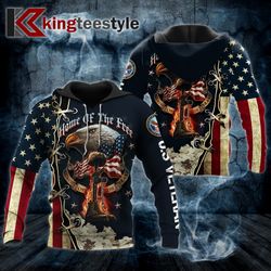 Veteran Eagle Flag Home The Free Because Of The Brave 3D Hoodie All Over Printed