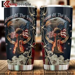 Veteran Eagle Flag Home The Free Because Of The Brave Tumbler