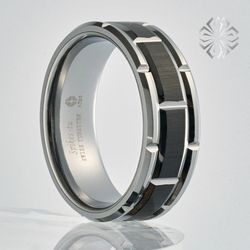 8mm ATOP Mens Wedding Band Carbide Comfort Fit Black/Sliver Tungsten Ring