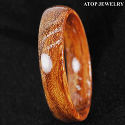 6 mm Gorgeous Hawaiian Koa Wood Domed Ring Men Wedding Band ATOP Jewelry