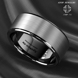 8 mm Black Brushed Titanium Color Tungsten ring Men's Jewelry Wedding Band Ring Free Shipping