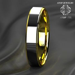 Tungsten Mens Ring Gold Wedding Band 6mm Dome Bridal Jewelry Size 6-12 Free Shipping