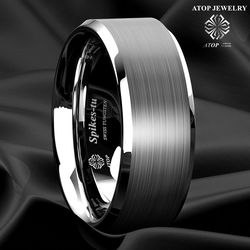 Brushed Center Tungsten Carbide 8mm Men's Wedding Band Comfort Fit Ring Free Shipping