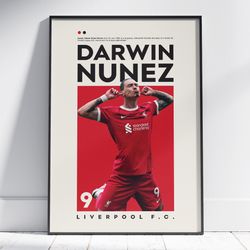 Darwin Nunez Poster, Liverpool Poster, Football Poster, Office Wall Art, Bedroom Art, Gift Poster