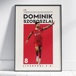 Dominik Szoboszlai Poster, Liverpool Poster, Football Poster, Office Wall Art, Bedroom Art, Gift Poster