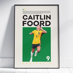 Caitlin Foord Poster, Australia Women's Football Poster, Football Poster, Office Wall Art, Bedroom Art, Gift Poster
