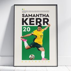 Sam Kerr Poster, Australia Women's Football Poster, Football Poster, Office Wall Art, Bedroom Art, Gift Poster