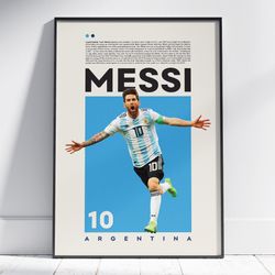 Lionel Messi Poster, Argentina Poster, Football Poster, Office Wall Art, Bedroom Art, Gift Poster