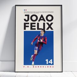 Joao Felix Poster, Barcelona Poster, Football Poster, Office Wall Art, Bedroom Art, Gift Poster