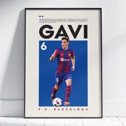 Gavi Poster, Barcelona Poster, Football Poster, Office Wall Art, Bedroom Art, Gift Poster