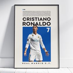 Cristiano Ronaldo Poster, Real Madrid Poster, Football Poster, Office Wall Art, Bedroom Art, Gift Poster