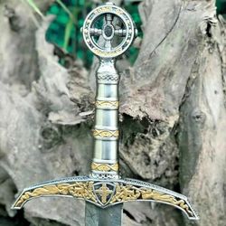 custom handmade damascus steel viking sword with metal handle