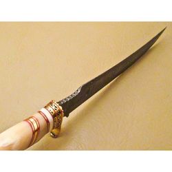 handmade custom damascus camel bone bowie knife damascus forged hunting knife us