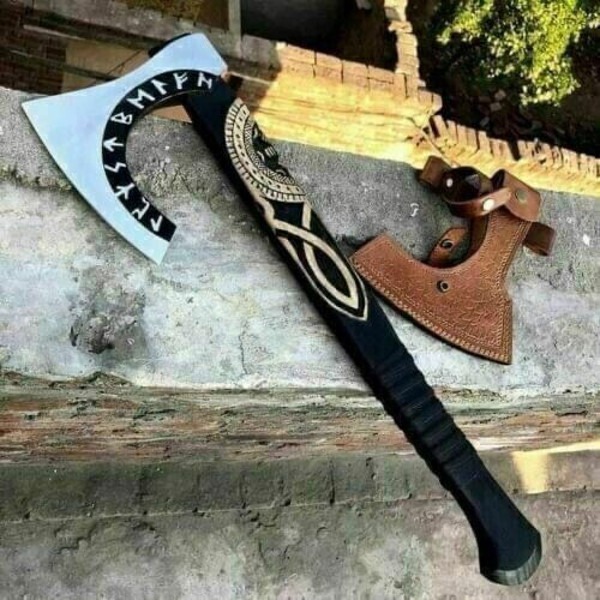 Unique Viking Axe Custom Handmade Carbon Steel Blade Axe Cam | Inspire ...