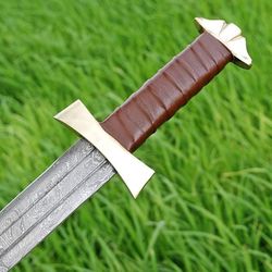 damascus steel viking warrior sword - hand forged collectible replica sharpened steel sword