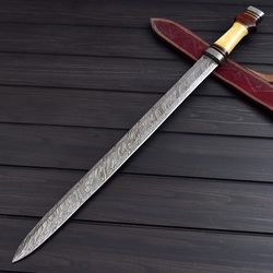 roman gladius, historical custom handmade damascus steel blade, dagger warrior sword