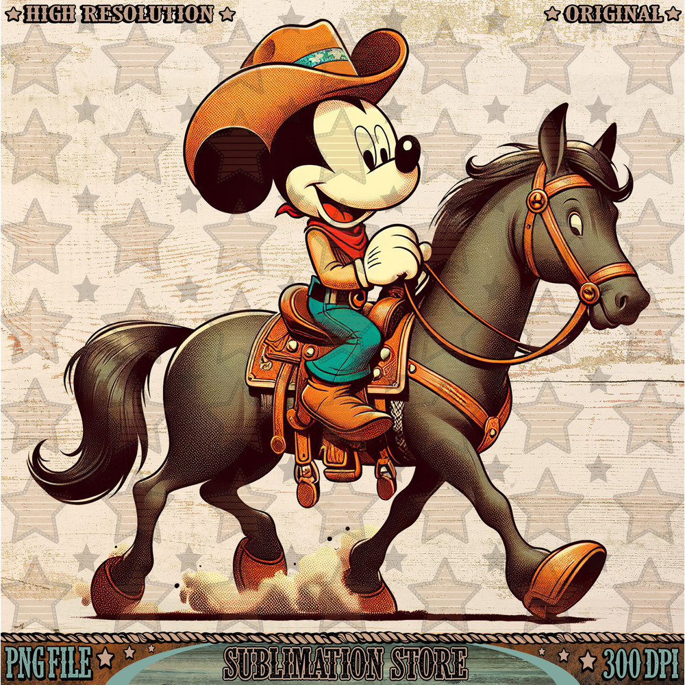 Mickey Mouse Western Cowboy Png, Mickey Cowboy Png, Retro Mickey Png, Mickey Western Png.jpg